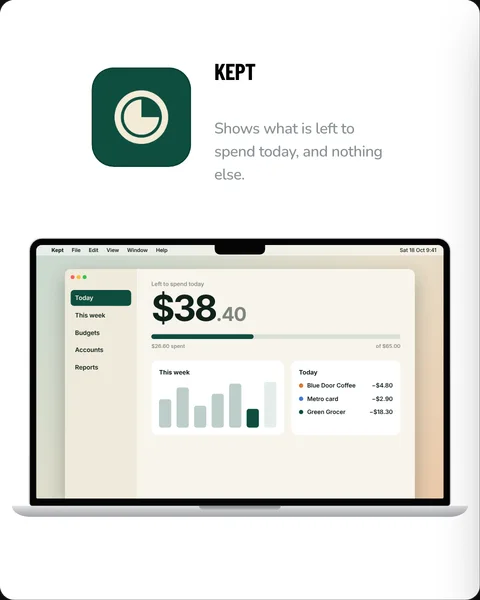 Product slide: the app on a laptop